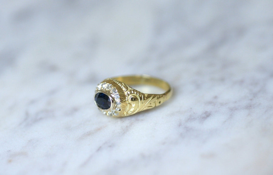 Sapphire dome ring with diamonds - Penelope Gallery