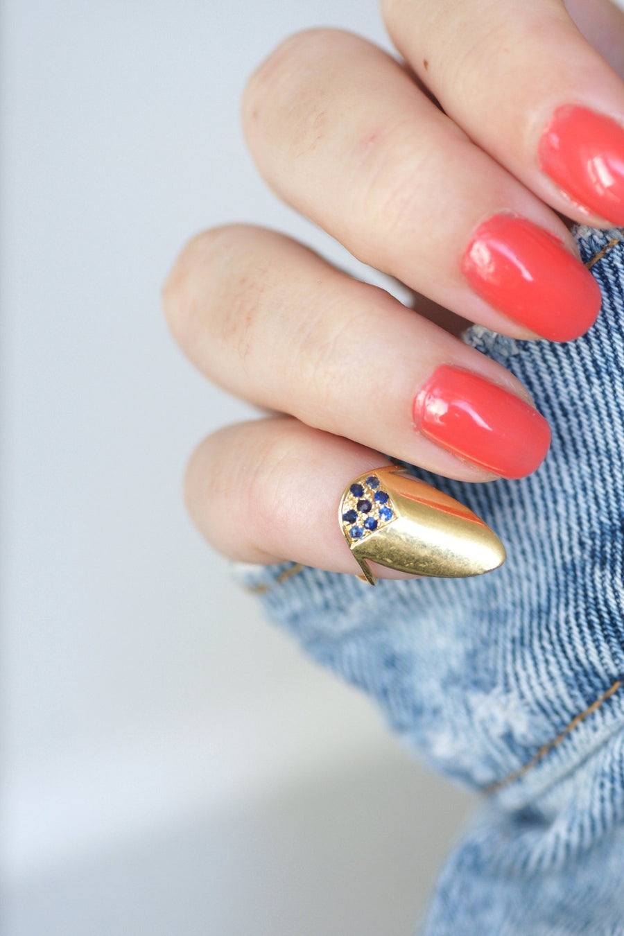 Vintage gold and sapphire nail ring - Penelope Gallery