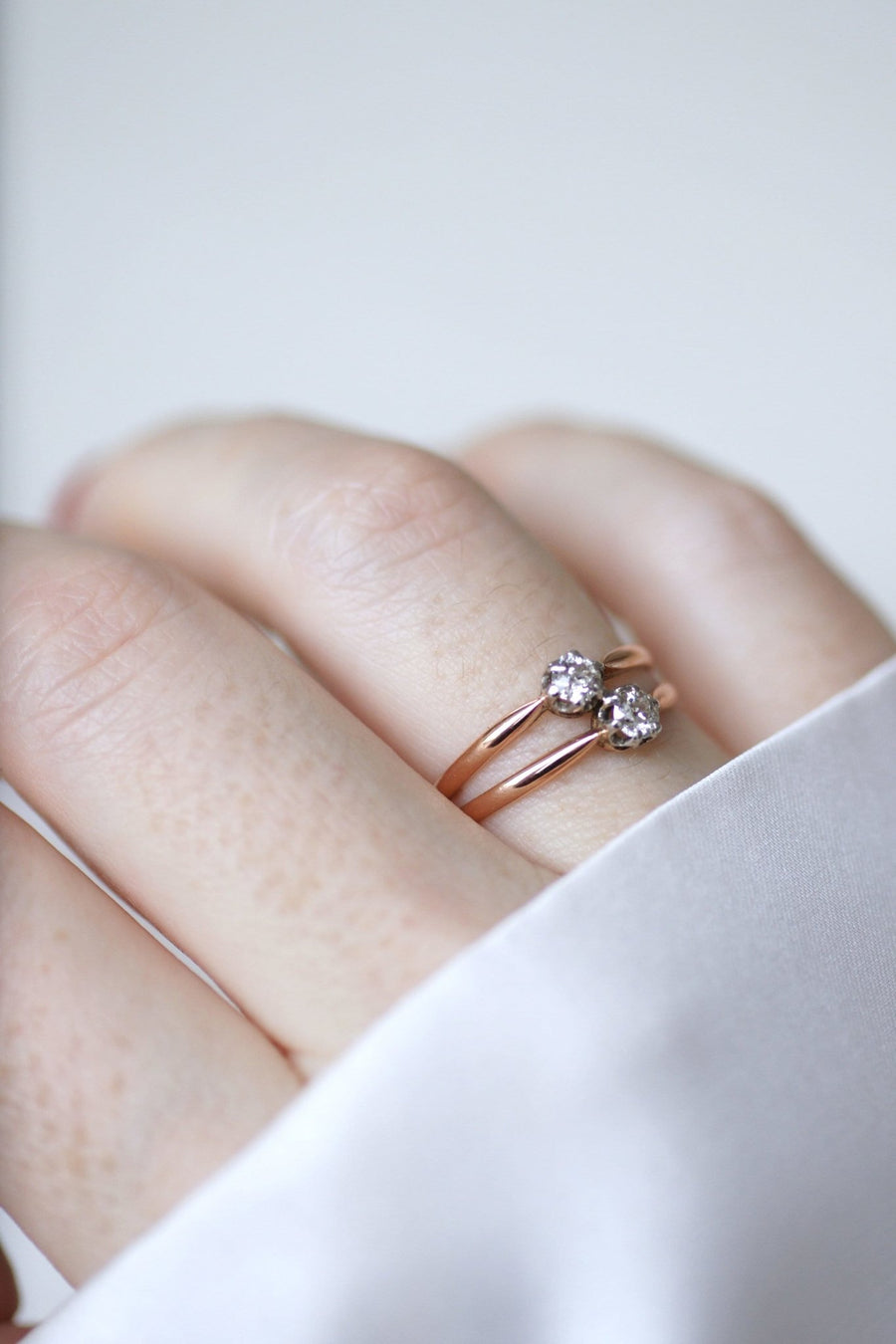 Double ring rose gold diamonds - Penelope Gallery