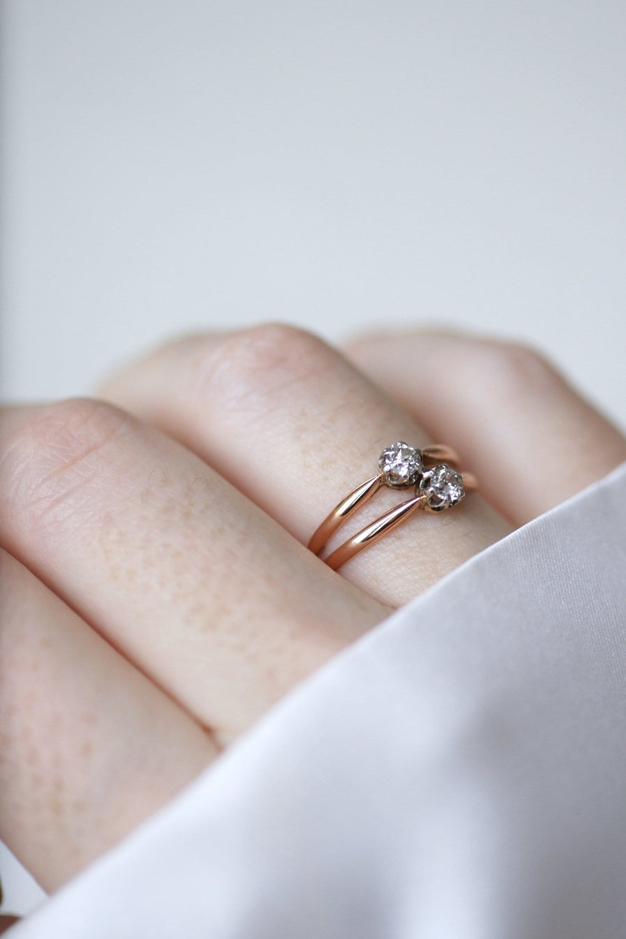 Double ring rose gold diamonds - Penelope Gallery