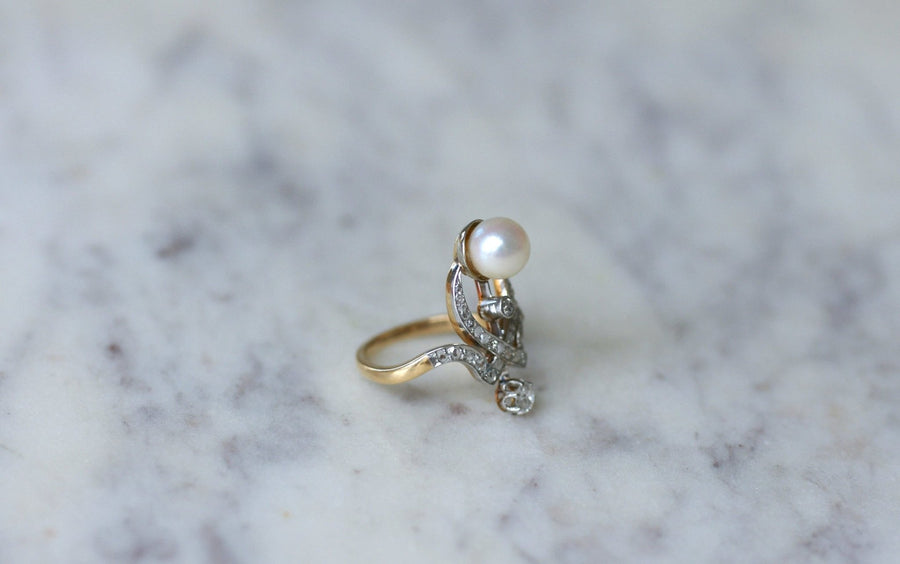 Duchess diamond and pearl ring - Penelope Gallery
