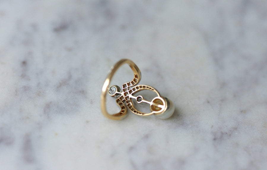 Duchess diamond and pearl ring - Penelope Gallery