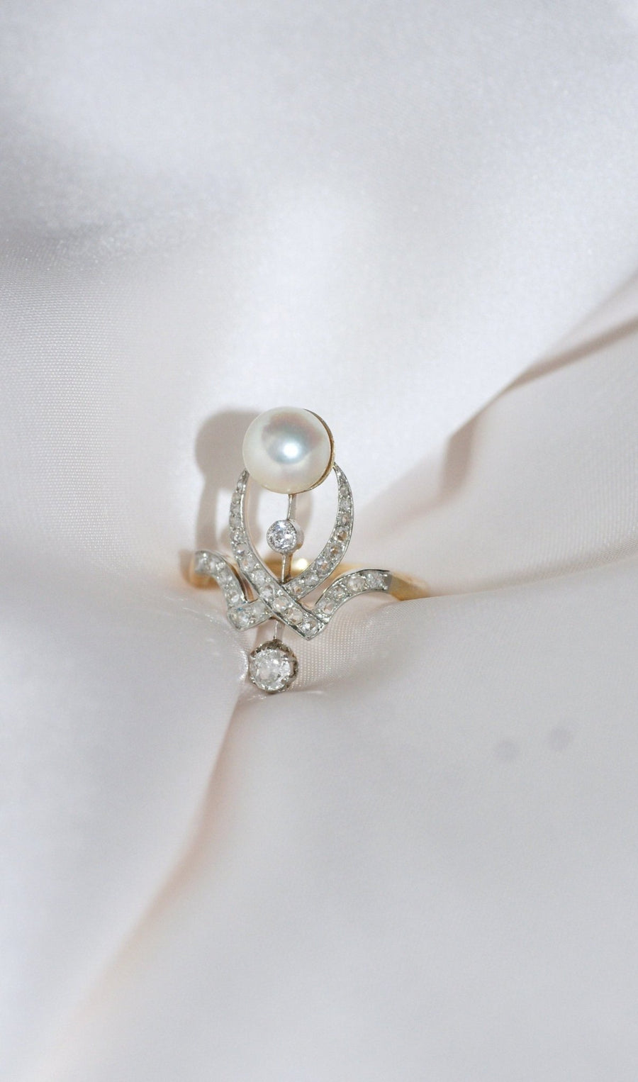 Duchess diamond and pearl ring - Penelope Gallery