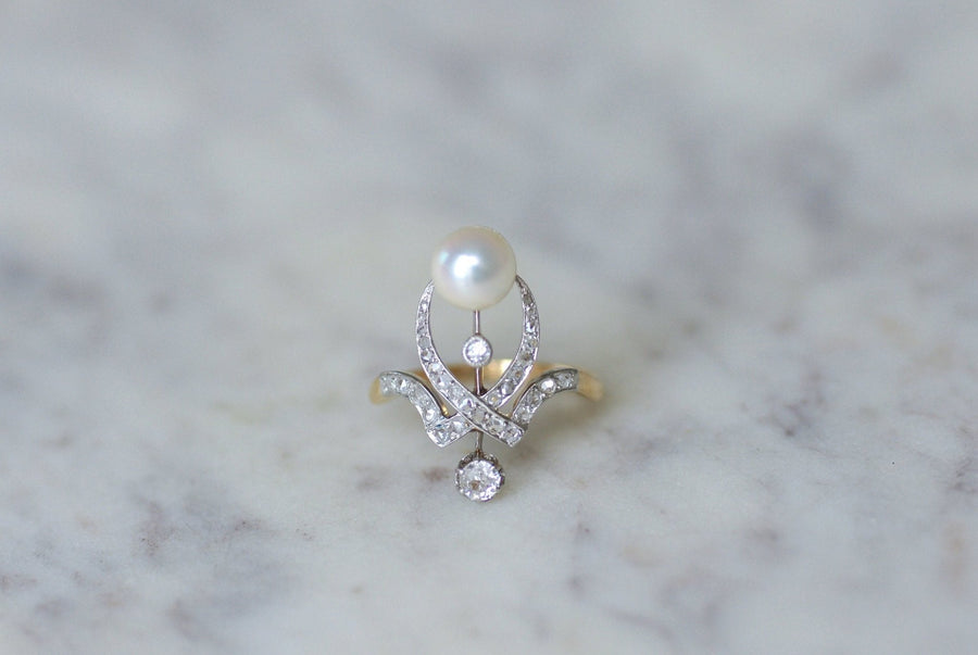 Duchess diamond and pearl ring - Penelope Gallery