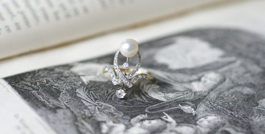 Duchess diamond and pearl ring - Penelope Gallery
