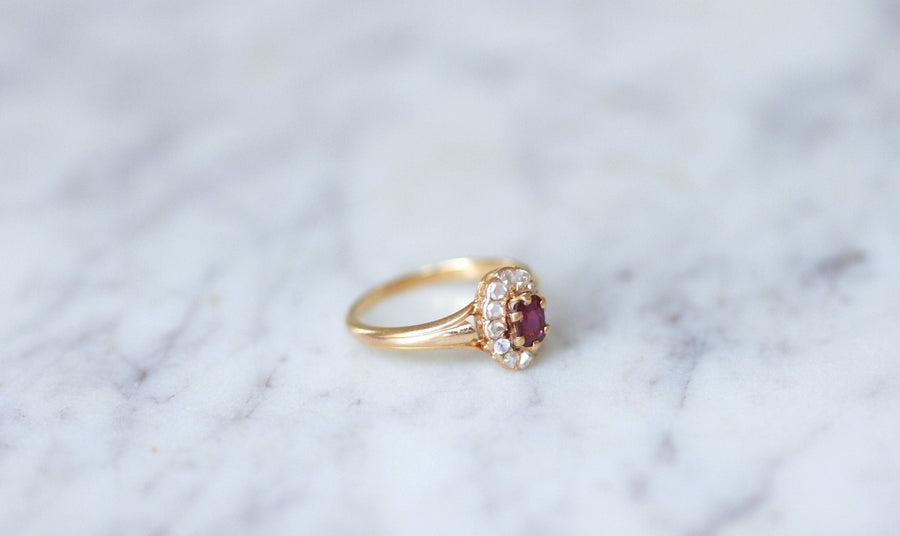Ruby engagement ring with diamonds - Penelope Gallery