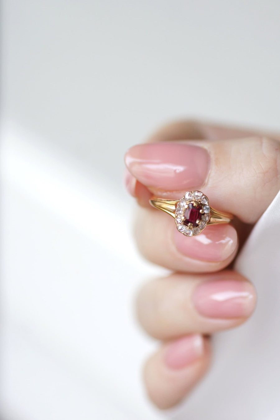 Ruby engagement ring with diamonds - Penelope Gallery