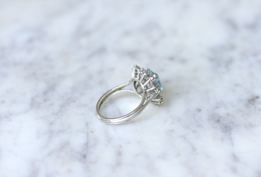 Aquamarine wire ring with diamonds - Penelope Gallery