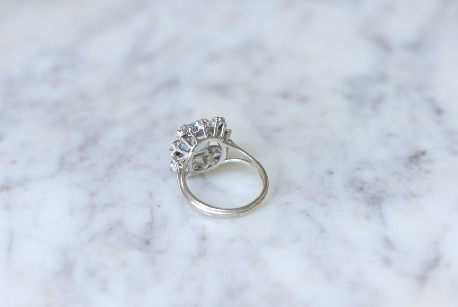 Aquamarine wire ring with diamonds - Penelope Gallery