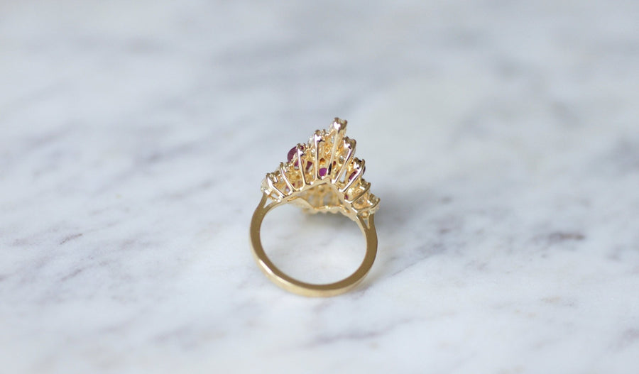 Marquise ruby and diamond wire ring - Galerie Pénélope