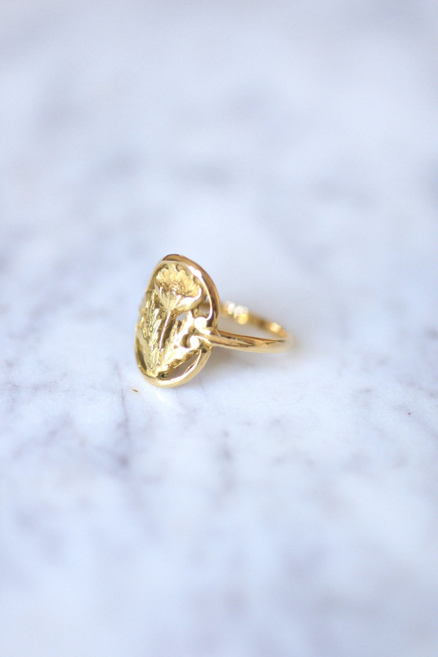 Yellow gold Art Nouveau style flower ring - Penelope Gallery