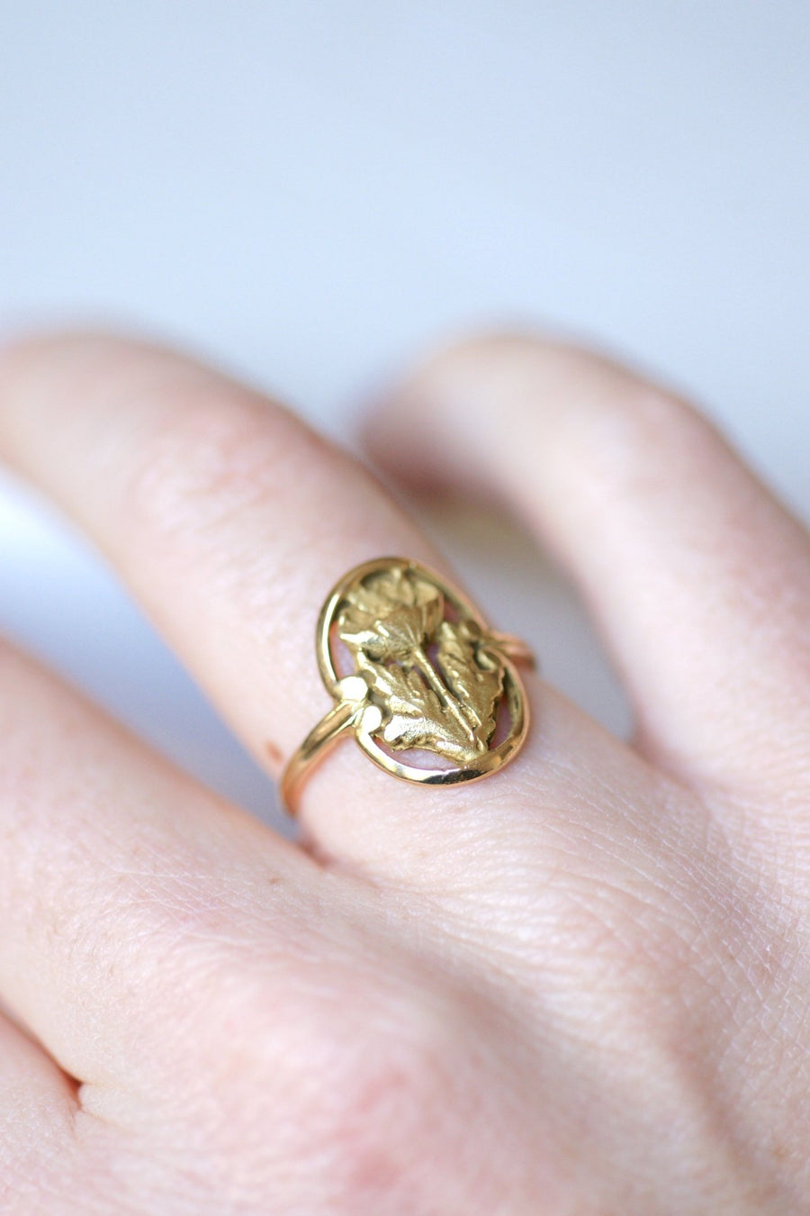 Yellow gold Art Nouveau style flower ring - Penelope Gallery