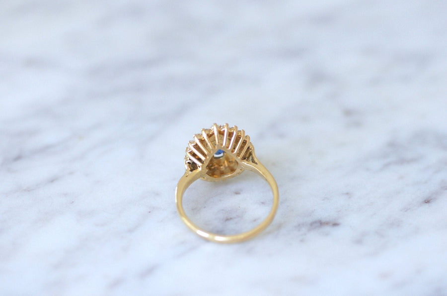 Sapphire drop ring surrounded by diamonds - Penelope Gallery