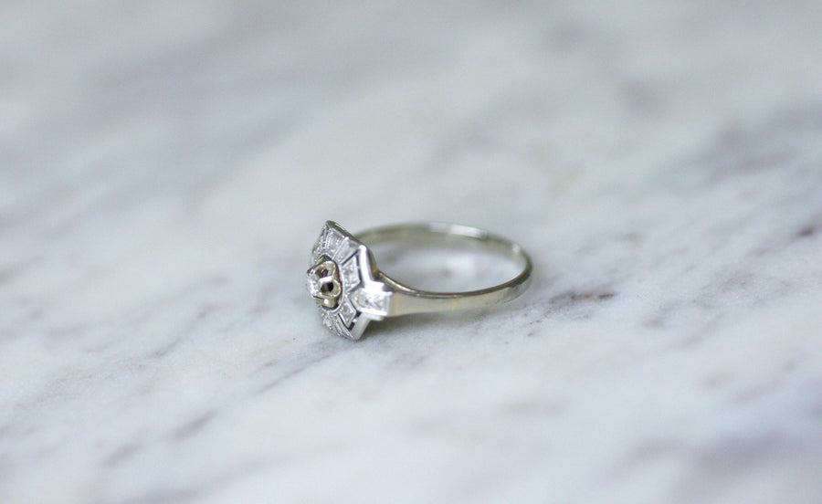 Hexagonal Art Deco Diamond Ring - Penelope Gallery