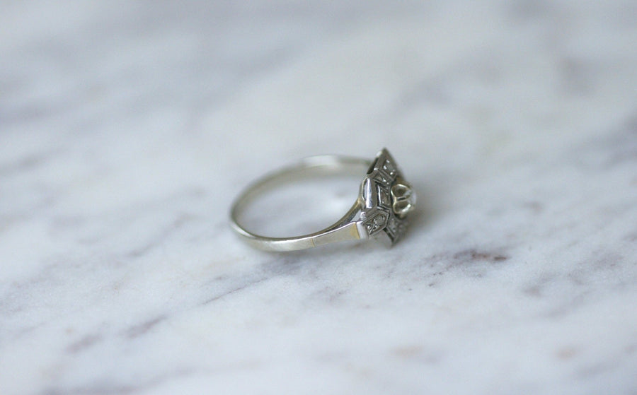 Hexagonal Art Deco Diamond Ring - Penelope Gallery