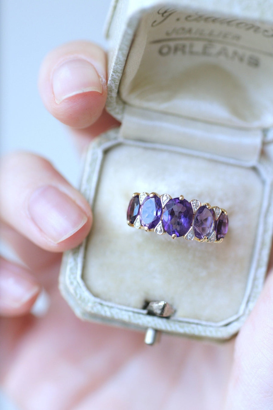 Amethyst and diamond garter ring - Galerie Pénélope