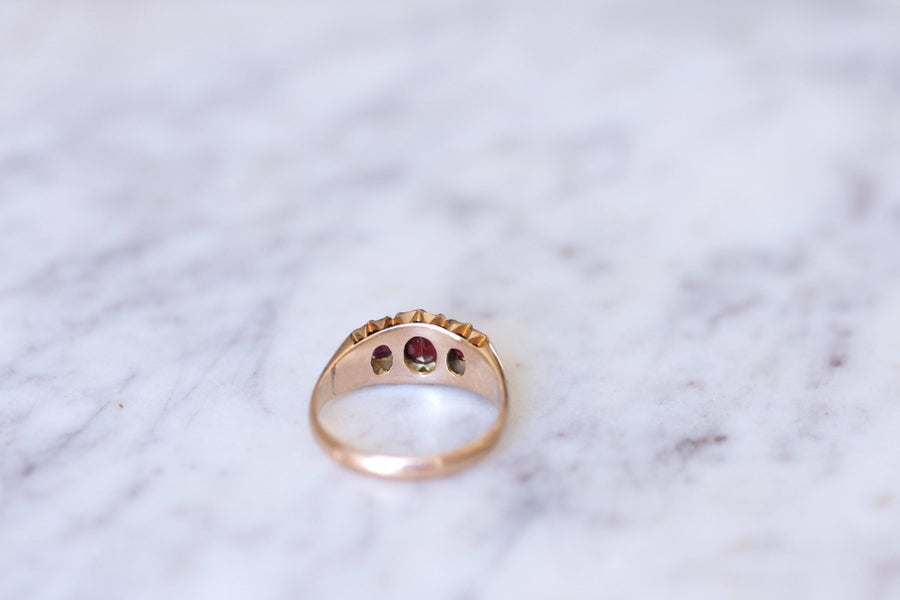 Antique pink gold and garnet garter ring - Penelope Gallery