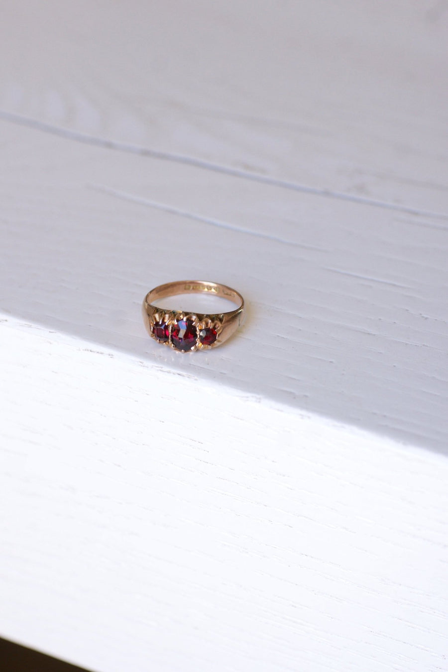 Antique pink gold and garnet garter ring - Penelope Gallery