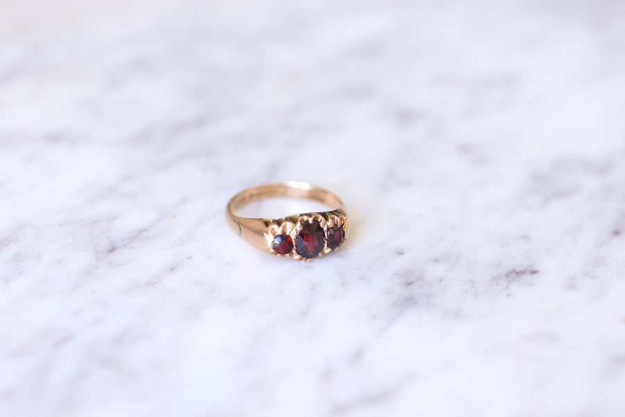 Antique pink gold and garnet garter ring - Penelope Gallery