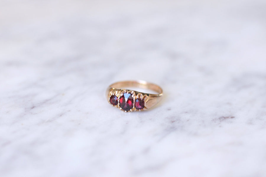 Antique pink gold and garnet garter ring - Penelope Gallery