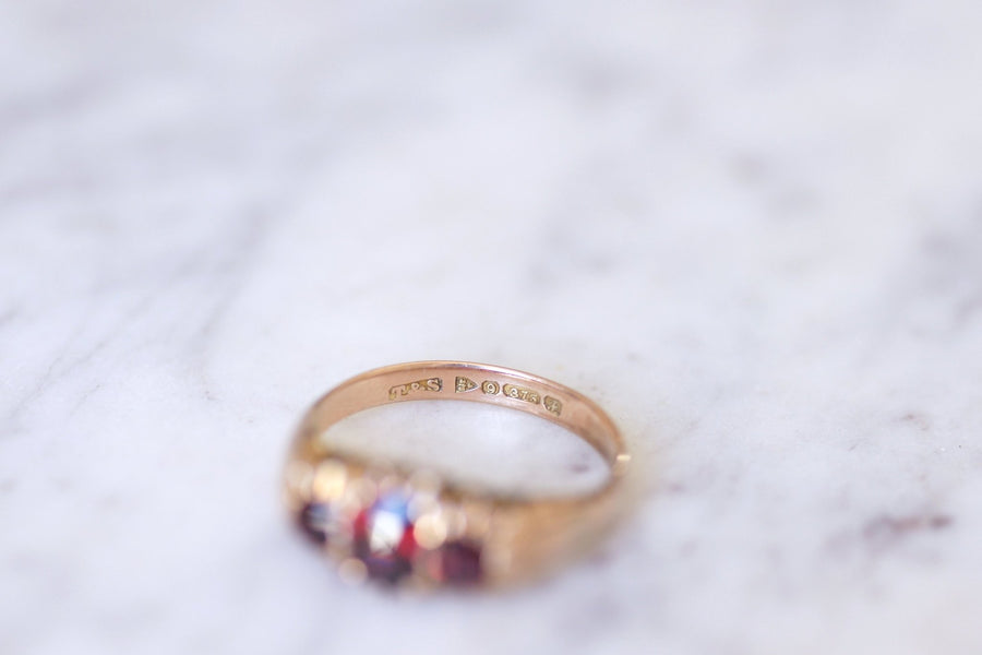 Antique pink gold and garnet garter ring - Penelope Gallery