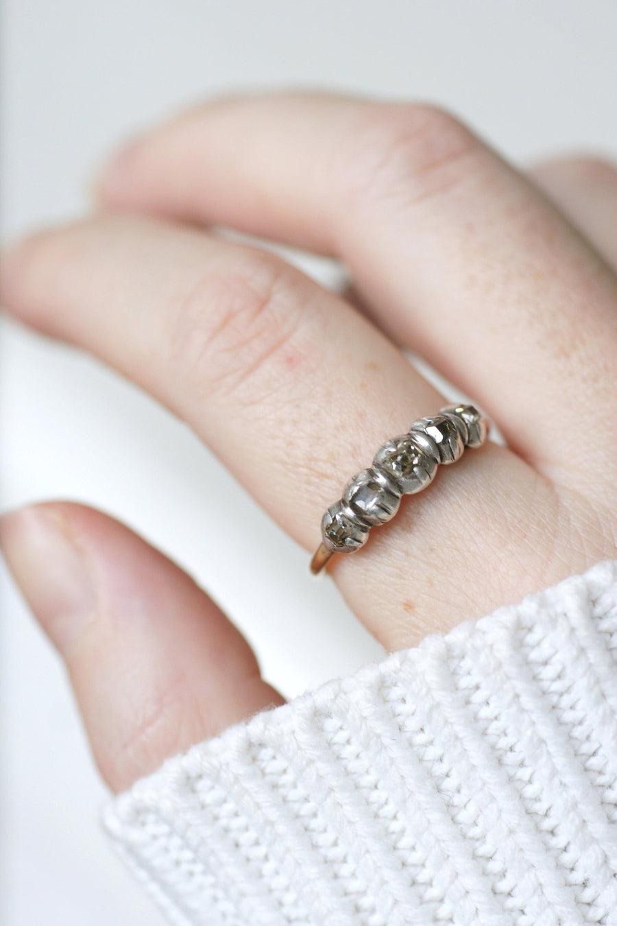 Table cut diamond garter ring - Penelope Gallery