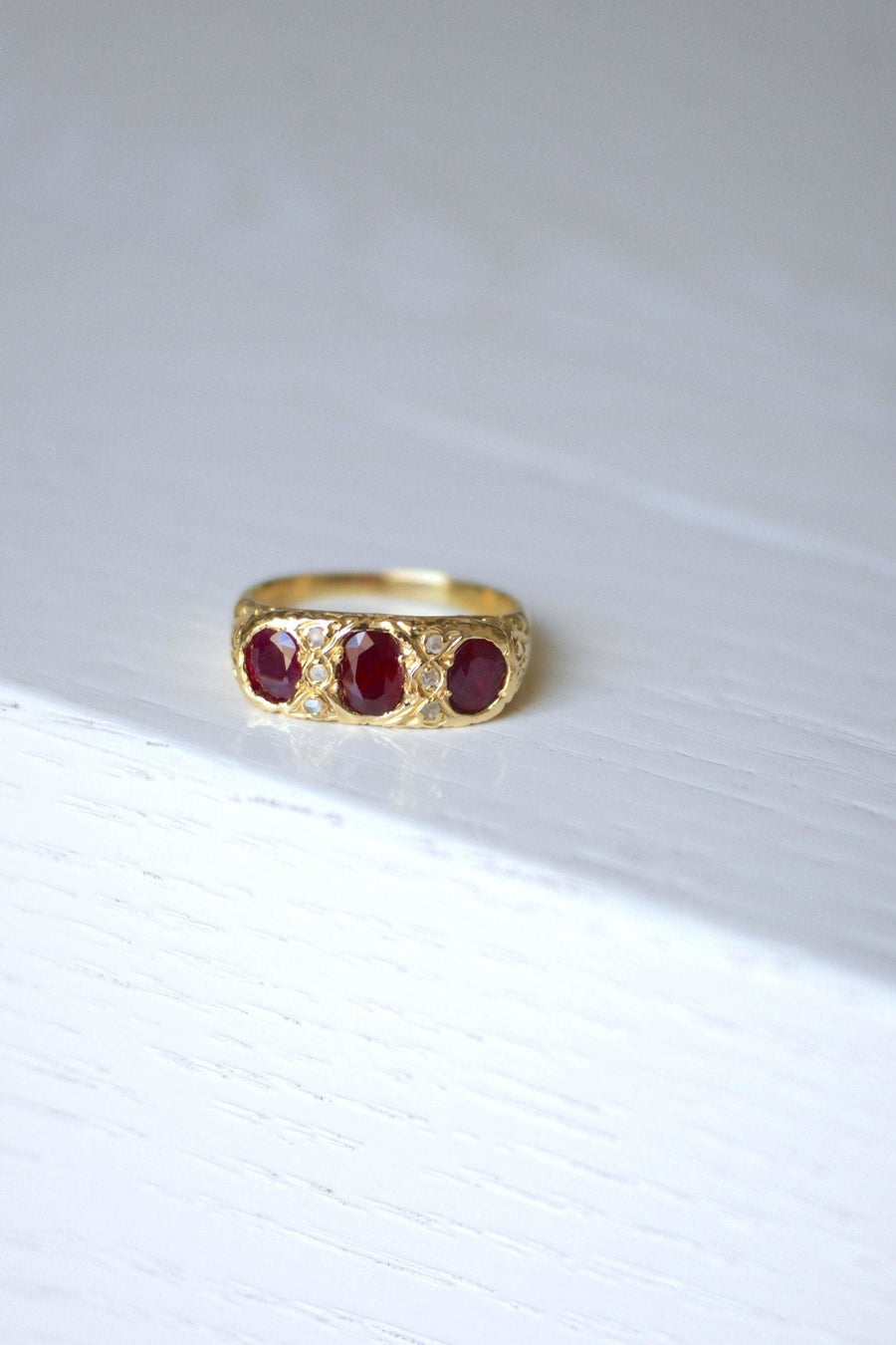 Burmese ruby and diamond garter ring - Penelope Gallery