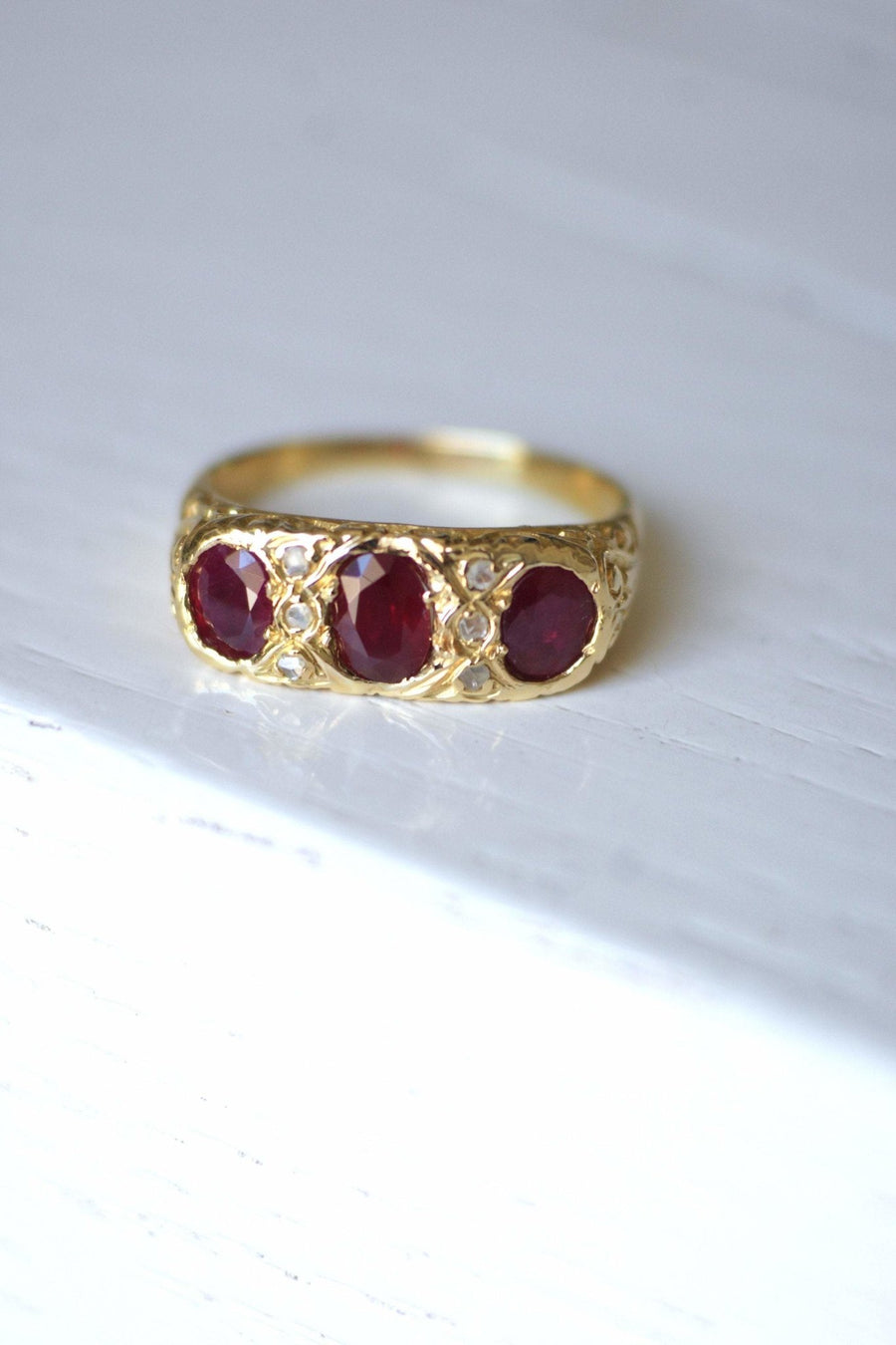 Burmese ruby and diamond garter ring - Penelope Gallery