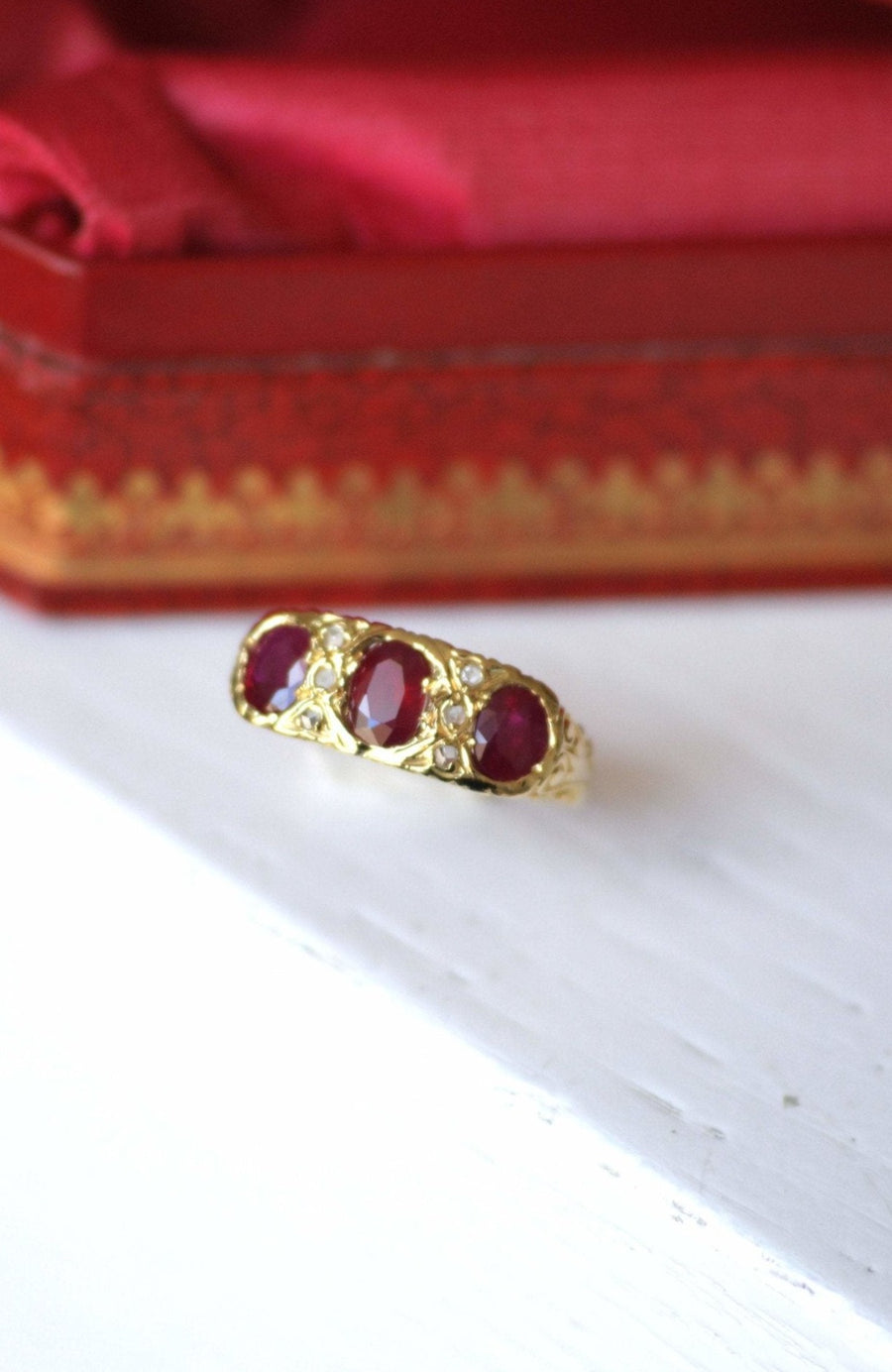 Burmese ruby and diamond garter ring - Penelope Gallery
