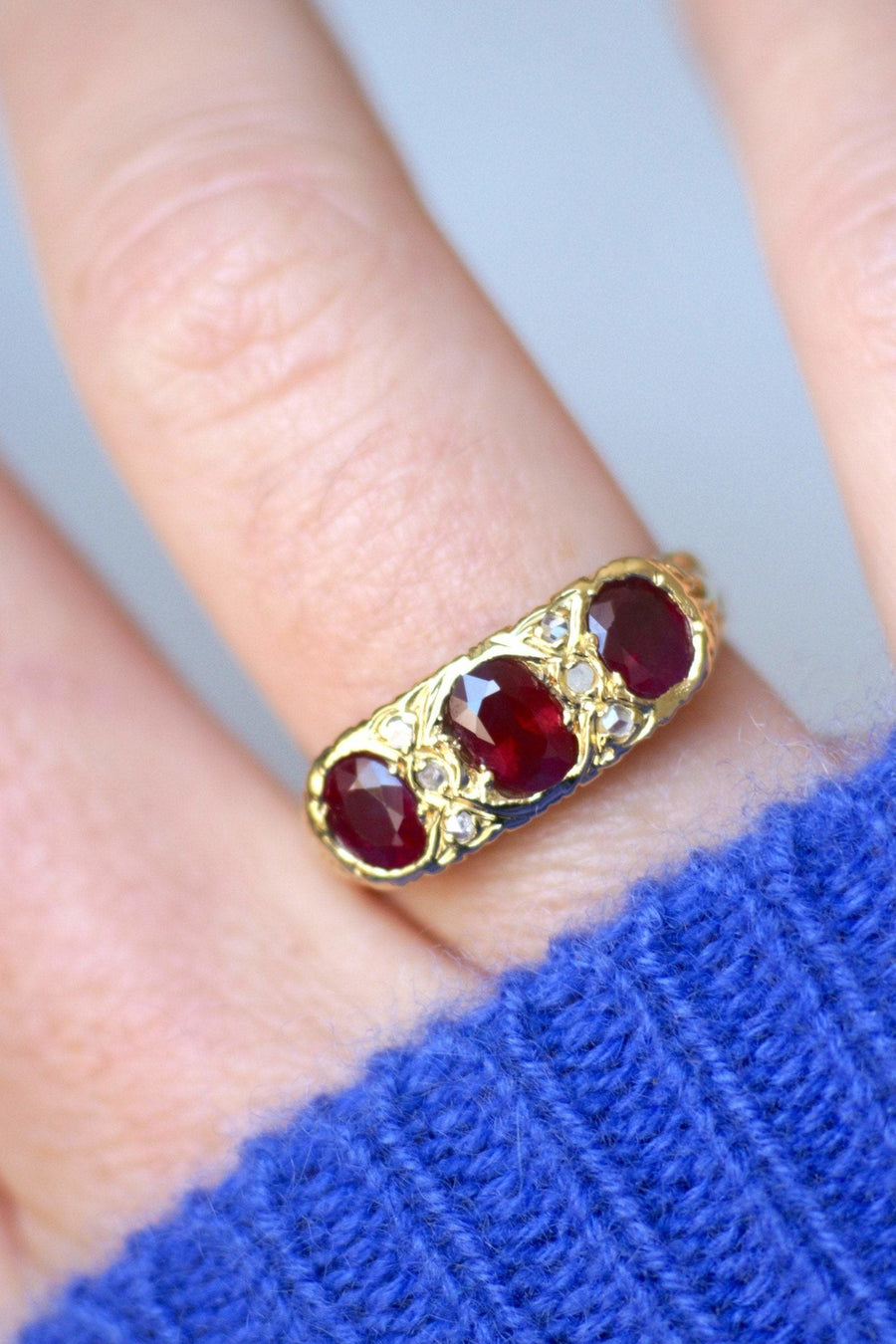 Burmese ruby and diamond garter ring - Penelope Gallery