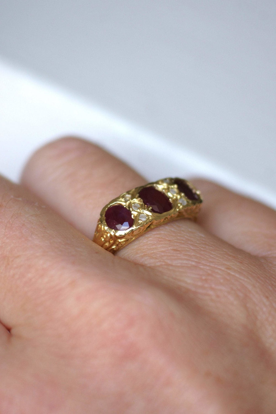 Burmese ruby and diamond garter ring - Penelope Gallery