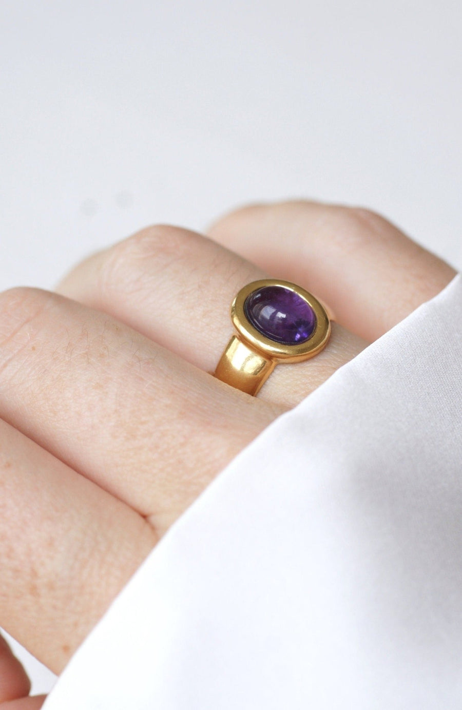 Amethyst on Gold Ring - Penelope Gallery