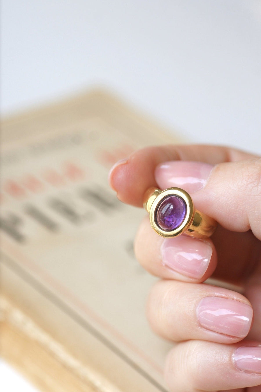 Amethyst on Gold Ring - Penelope Gallery