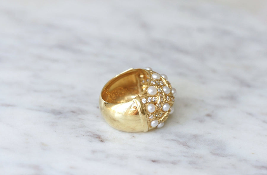 Diamond and pearl ring - Galerie Pénélope