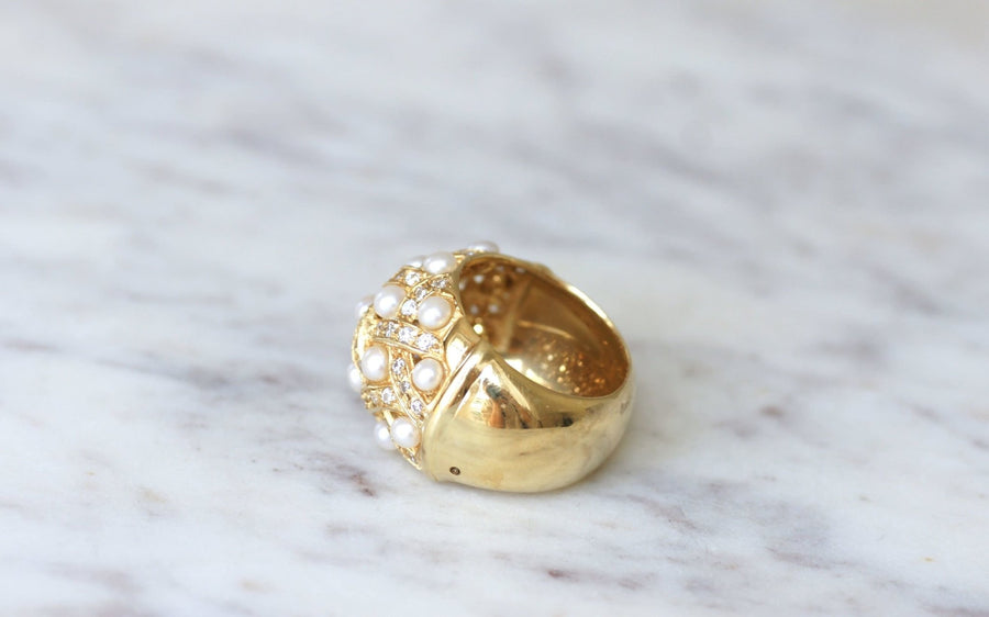 Diamond and pearl ring - Galerie Pénélope