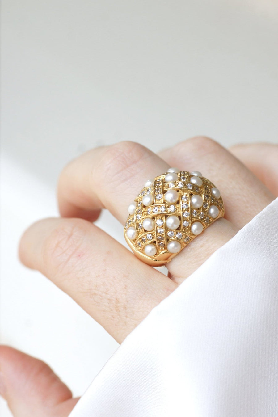 Diamond and pearl ring - Galerie Pénélope