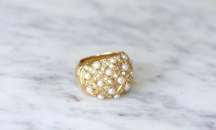 Diamond and pearl ring - Galerie Pénélope