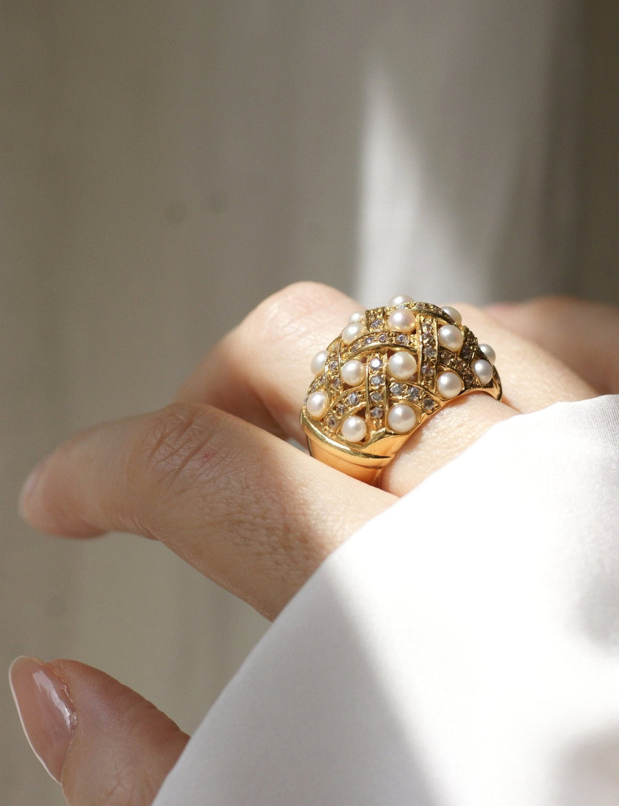 Diamond and pearl ring - Galerie Pénélope