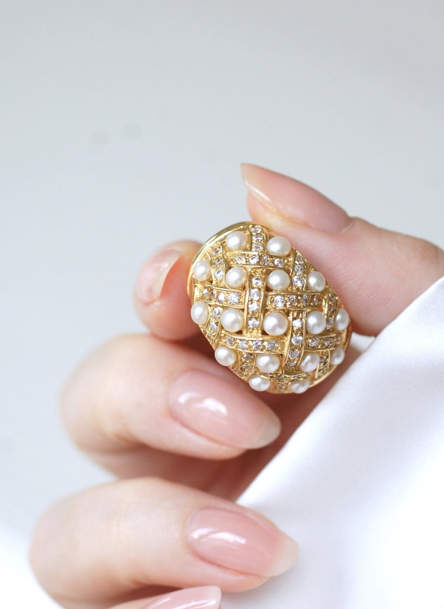 Diamond and pearl ring - Galerie Pénélope