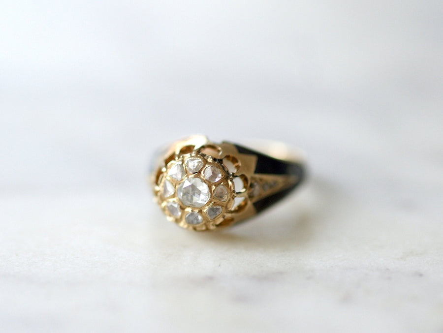 Child ring, yellow gold, enamel and diamonds - Galerie Pénélope
