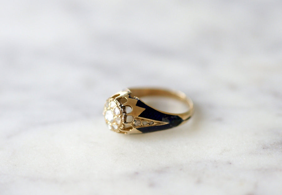 Child ring, yellow gold, enamel and diamonds - Galerie Pénélope