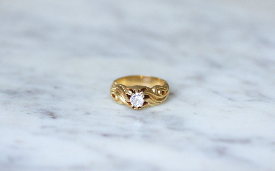 Yellow gold diamond ring - Galerie Pénélope