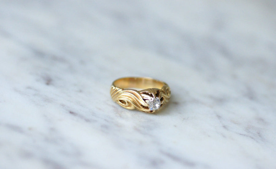 Yellow gold diamond ring - Galerie Pénélope