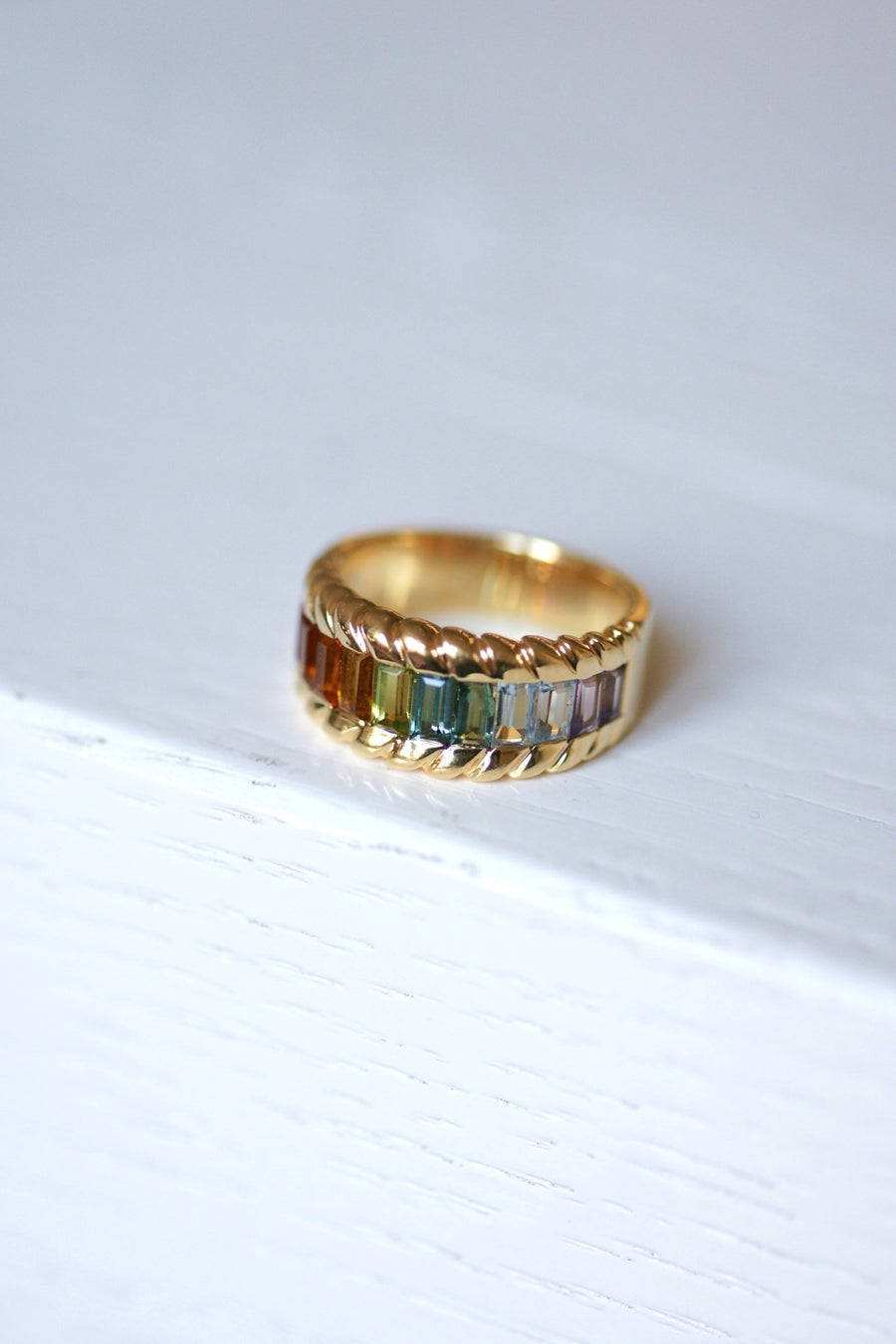 Yellow Gold Rainbow Stone Ring - Penelope Gallery