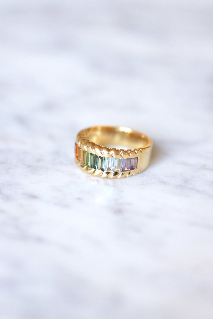 Yellow Gold Rainbow Stone Ring - Penelope Gallery