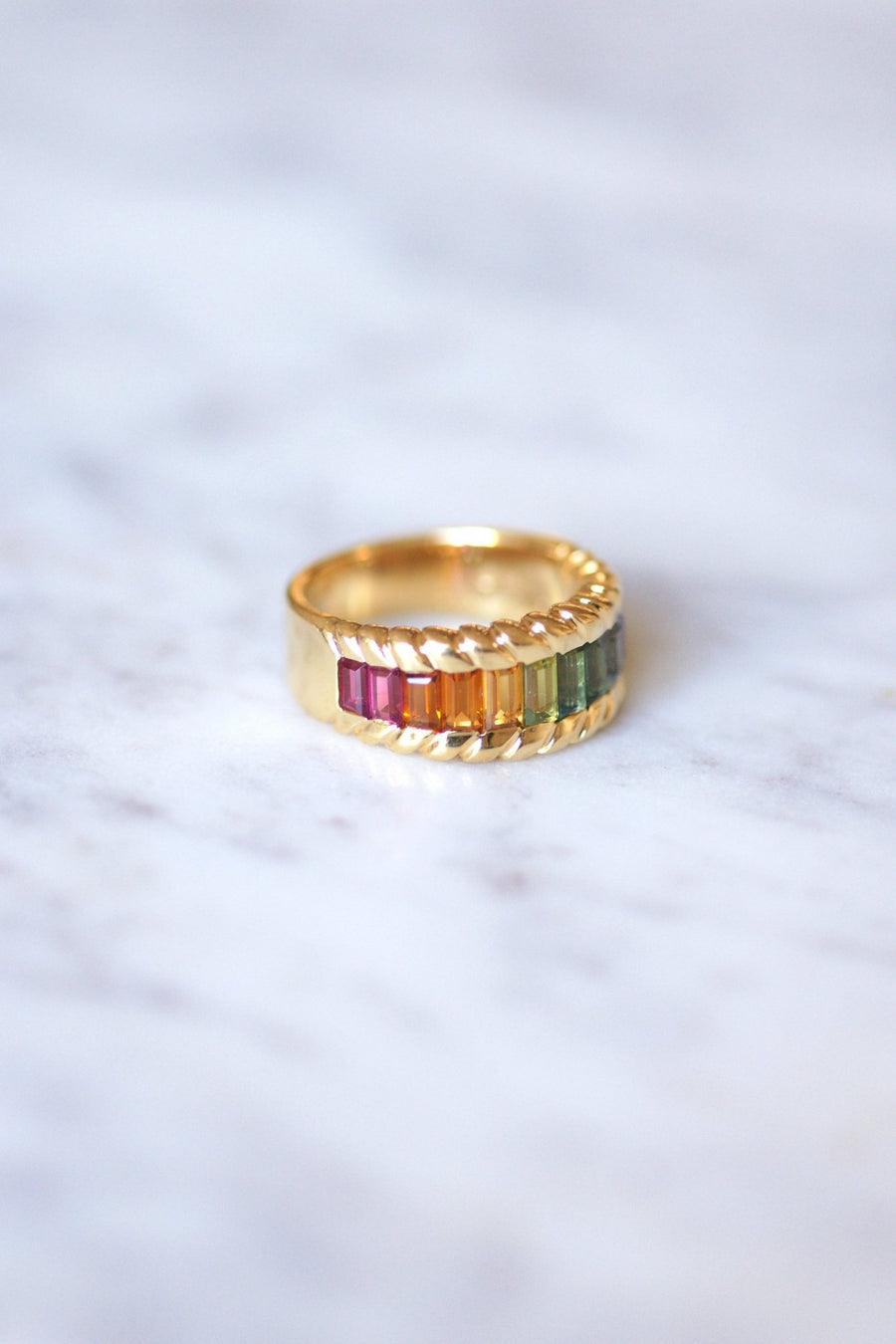 Yellow Gold Rainbow Stone Ring - Penelope Gallery