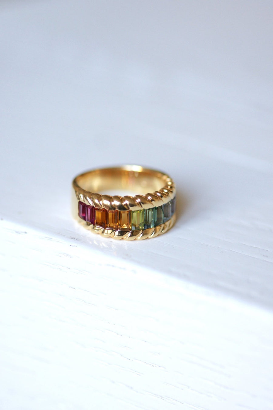 Yellow Gold Rainbow Stone Ring - Penelope Gallery
