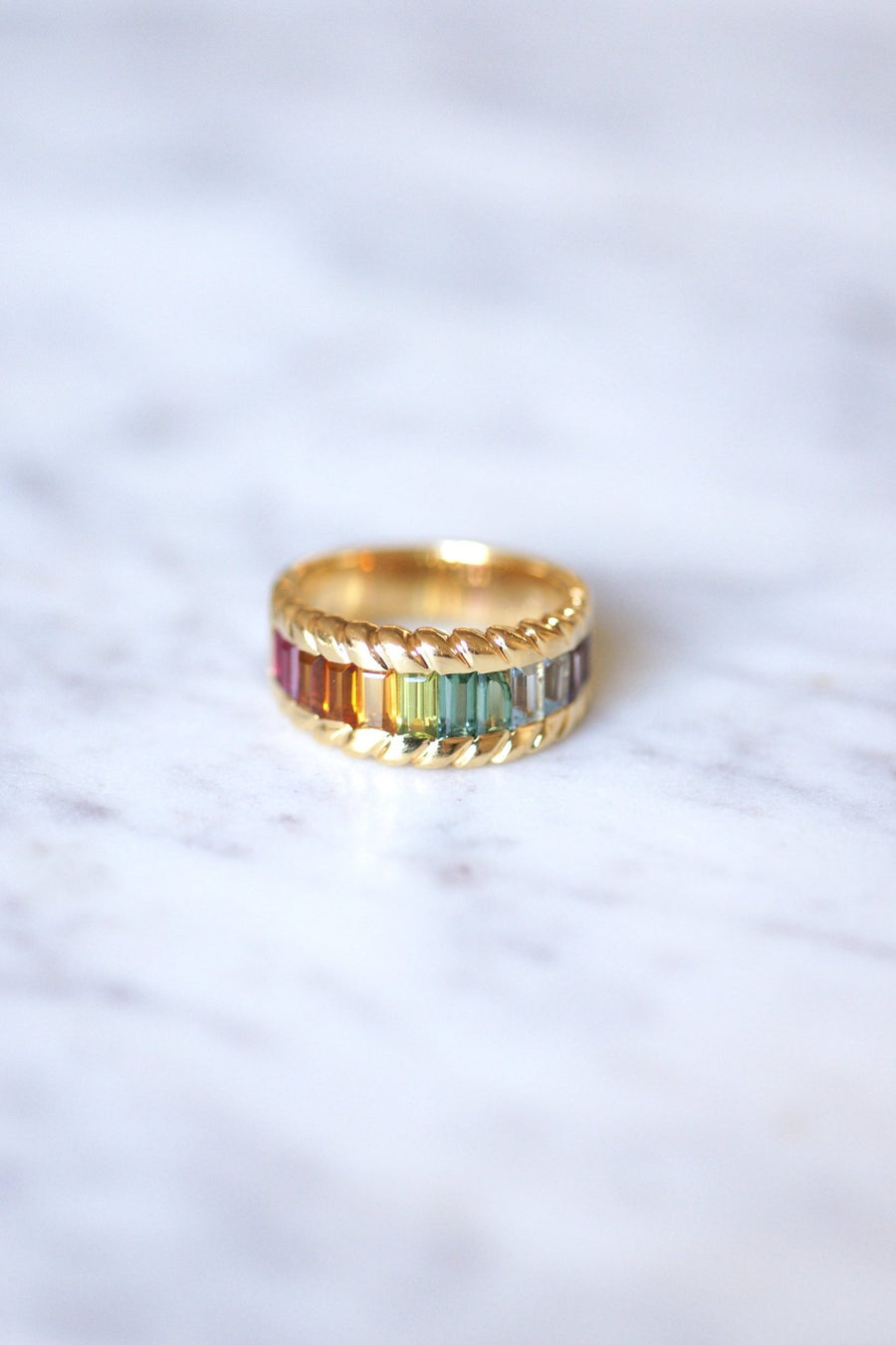 Yellow Gold Rainbow Stone Ring - Penelope Gallery