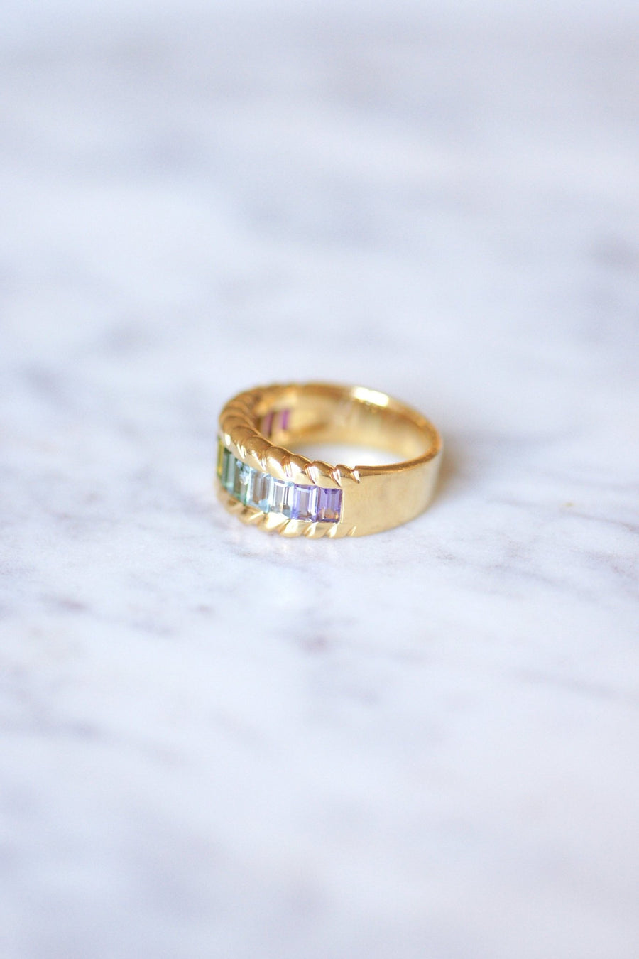 Yellow Gold Rainbow Stone Ring - Penelope Gallery