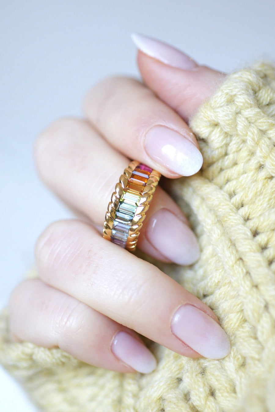Yellow Gold Rainbow Stone Ring - Penelope Gallery